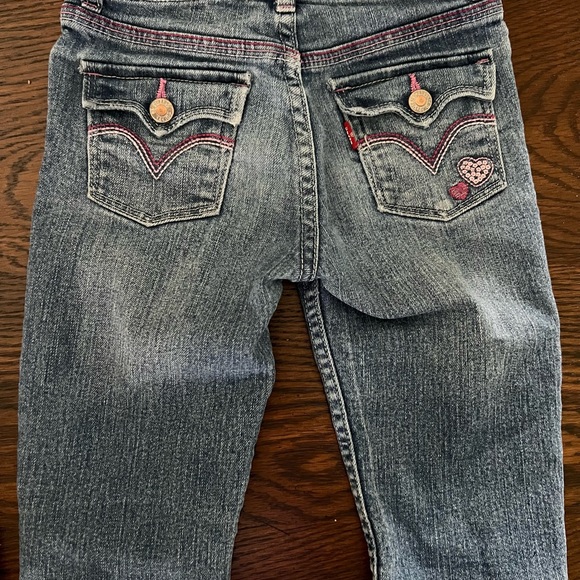 Levi’s girls SIZE 6-SKIMMER/CAPRI..ADJUSTABLE WAIST/PINK STITCHING/HEARTS - Picture 6 of 8